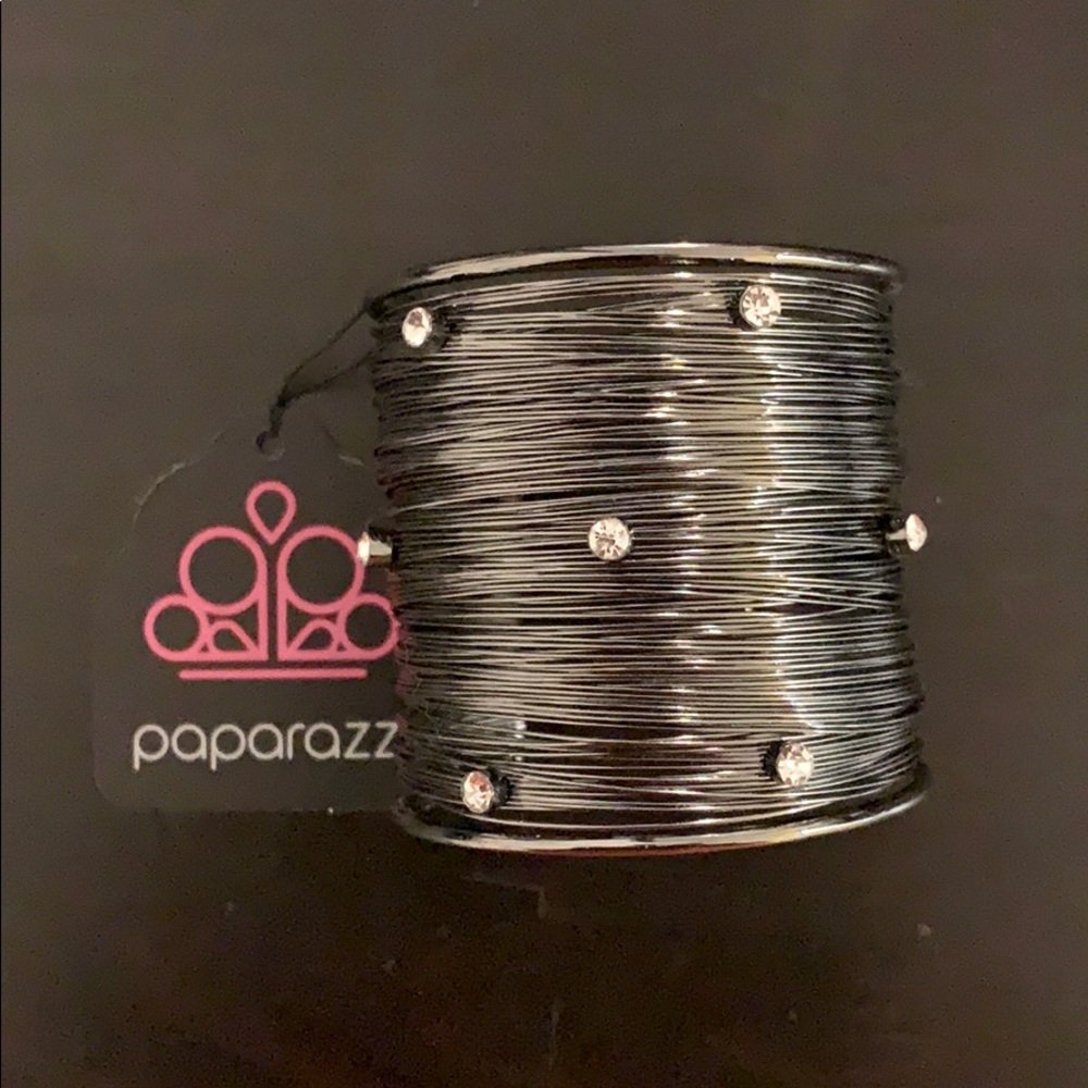 Metallic black bracelet with diamonds